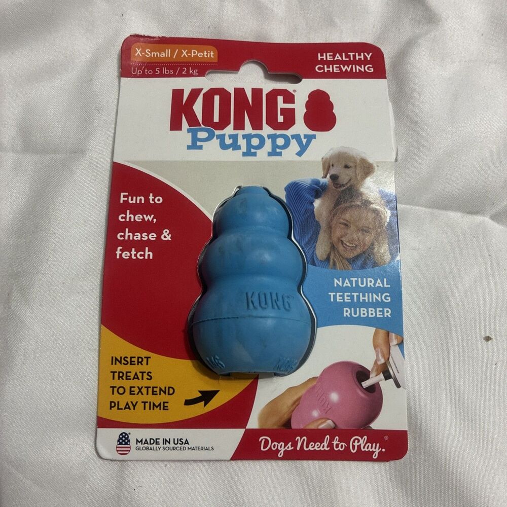 NEW Kong Puppy X-SMALL Blue Healthy Chewing Toy Teething Dog Chew, Chase, Fetch